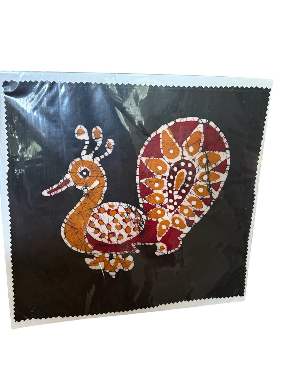 Batik Fabric Art Panel Bird Motif Mounted on Paper